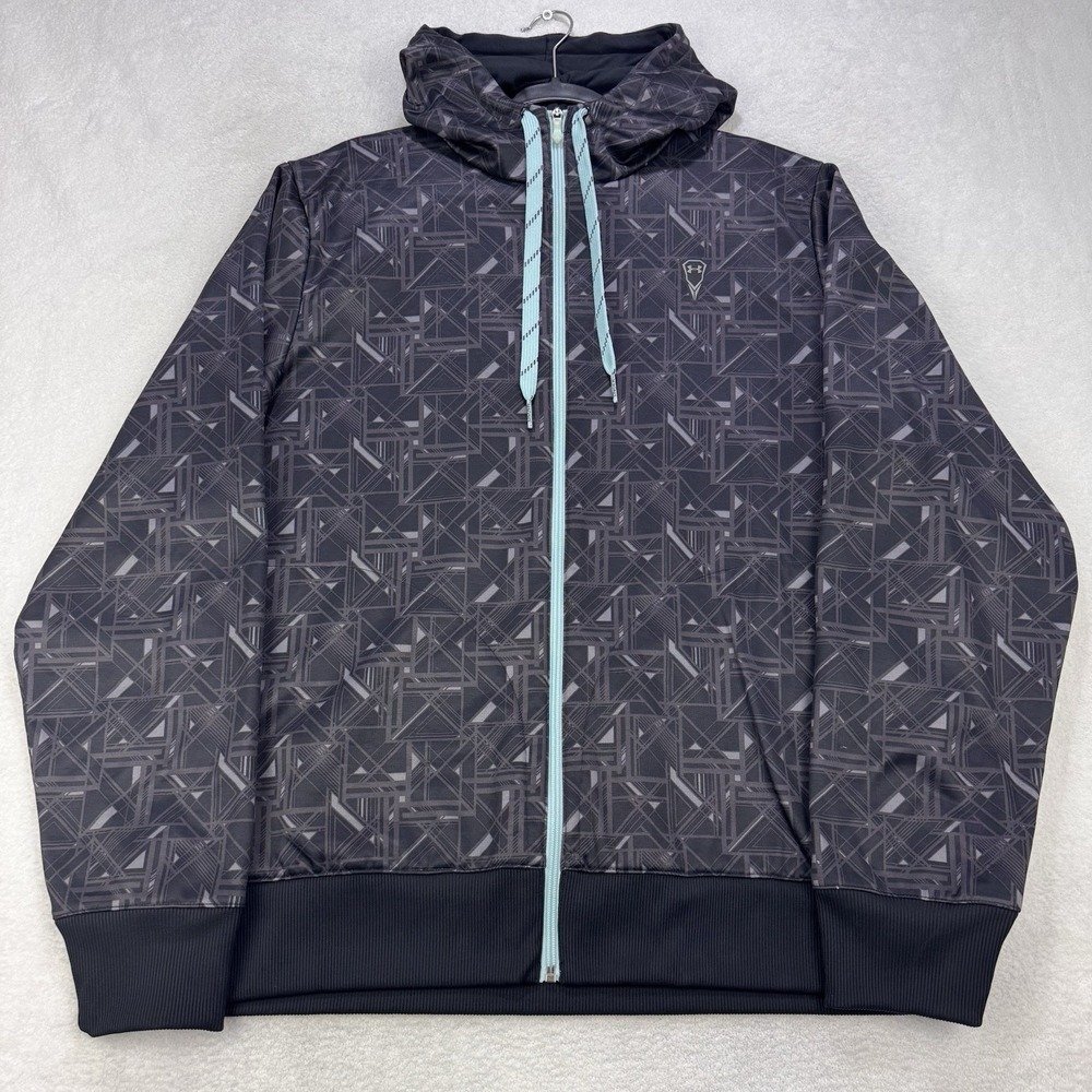Under‎ Armour Howie Dewdat Premium Lacrosse Hoodie Men L BLK Full Zip Geo